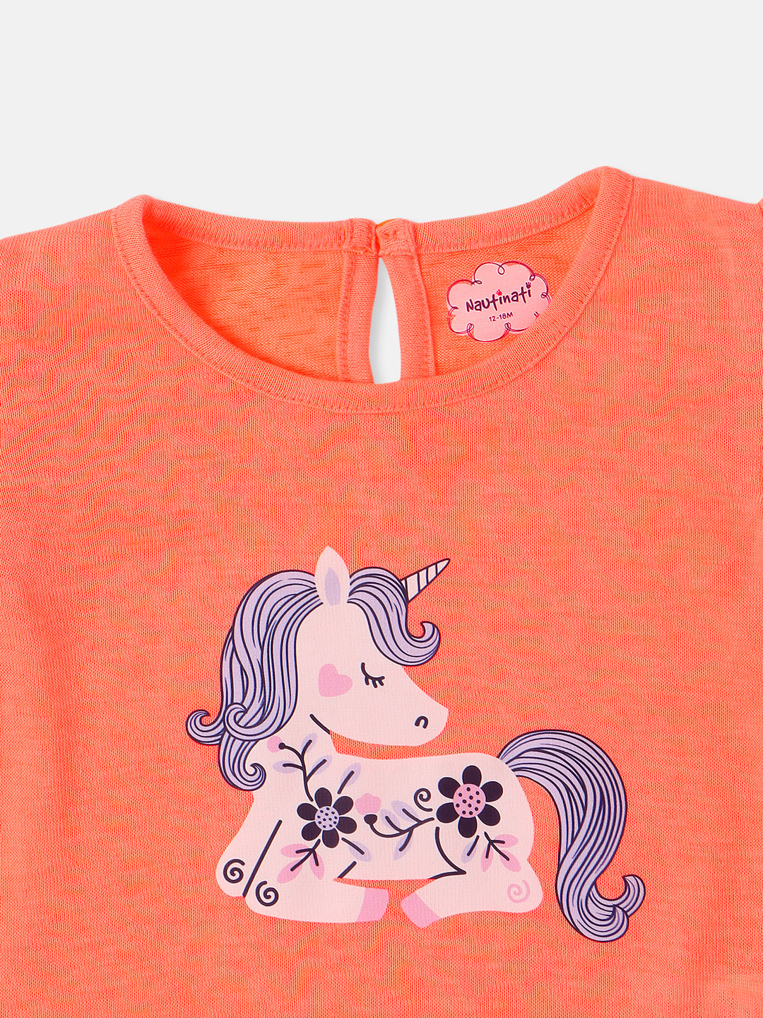 Nautinati Girls' Cotton Unicorn Print Top