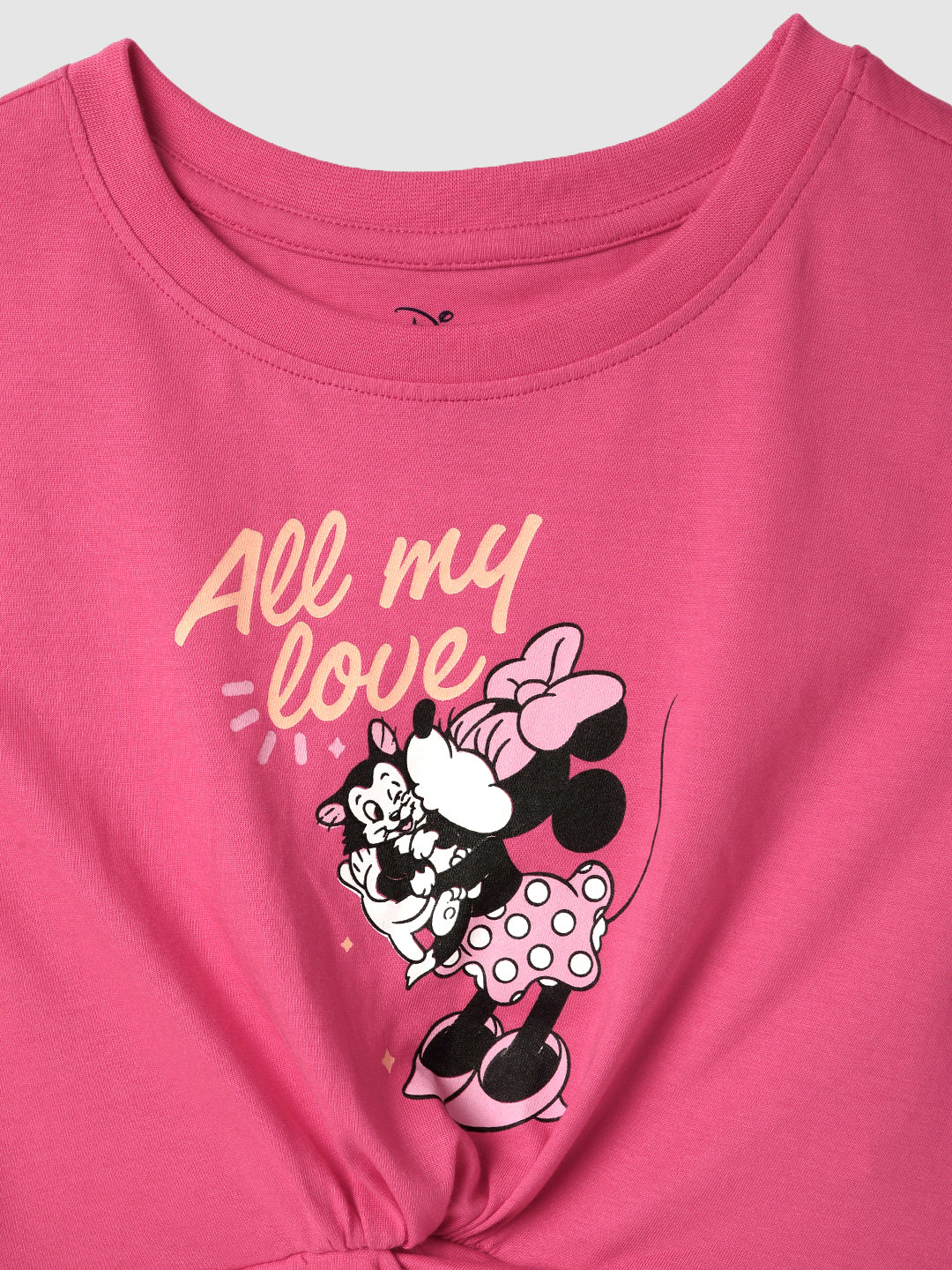 Nautinati Cotton Pink Mickey Mouse T-shirt for Girls