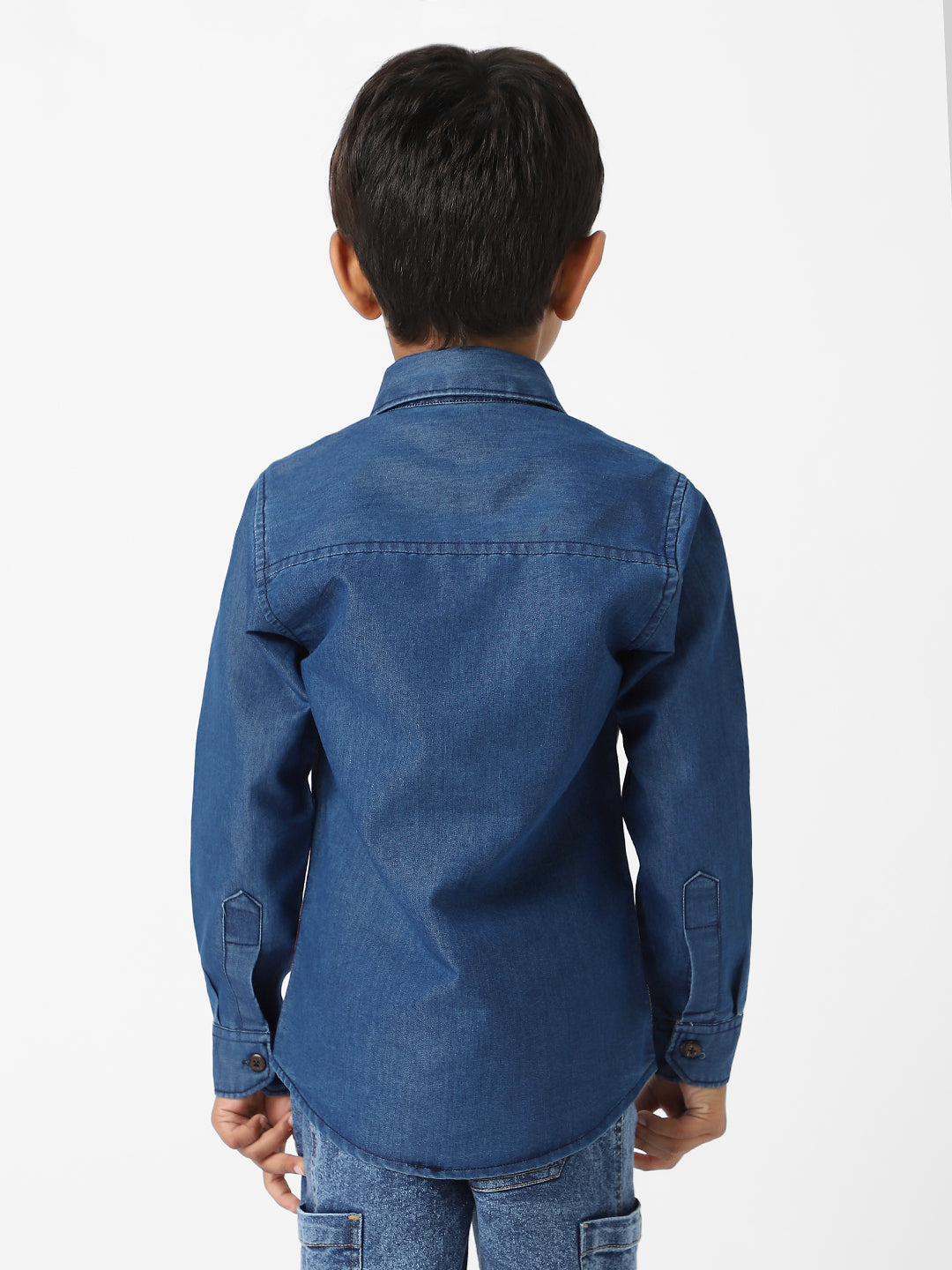 Nautinati Boys' Denim Plaid Shirt With Chest Pocket