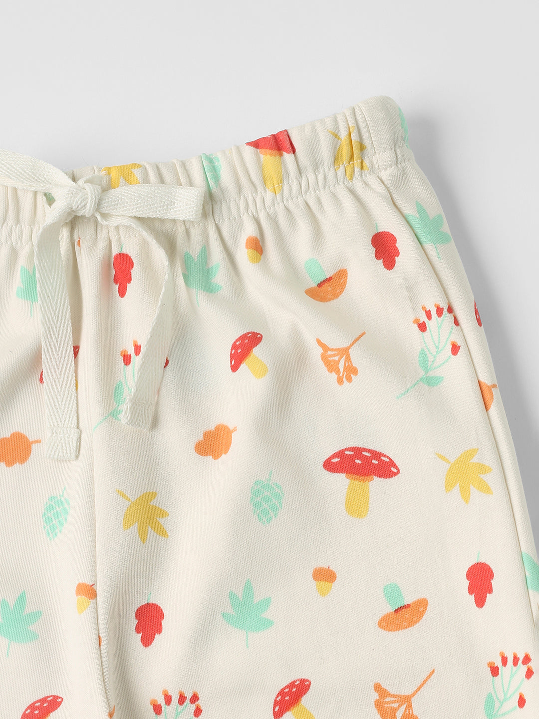 Nautinati Cotton Solid and Forest AOP Pack of 2 Pants Set for Baby Girls