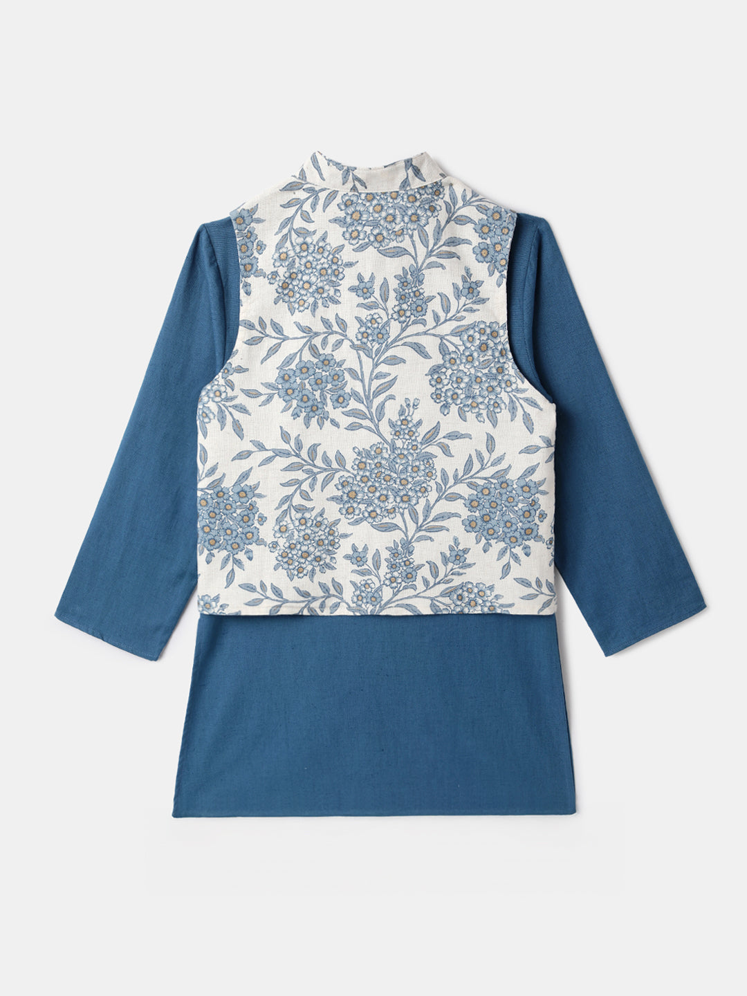 Nautinati Boys' Cotton Festive Kurta Pyjama With Jacket Set | Block Print Jacket | Age 2 - 10 Years