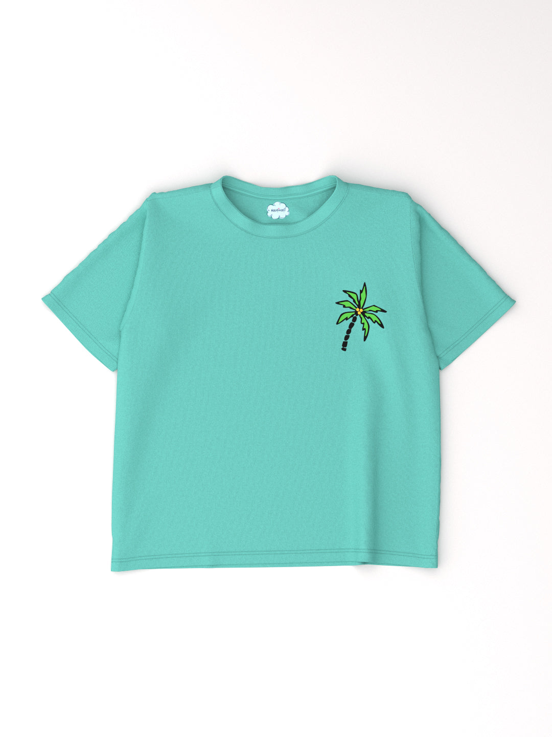 Nautinati Teal Puff-printed Oversized T-shirt for Boys