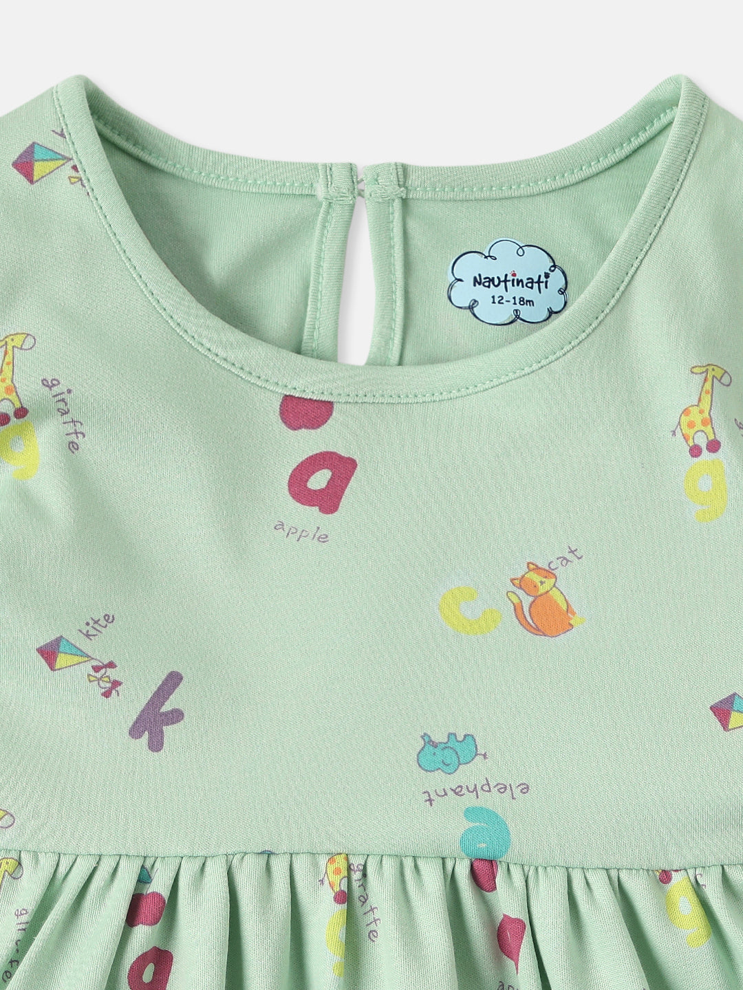 Nautinati Infants Alphabet Print Soft Cotton Pack of 2 Dresses