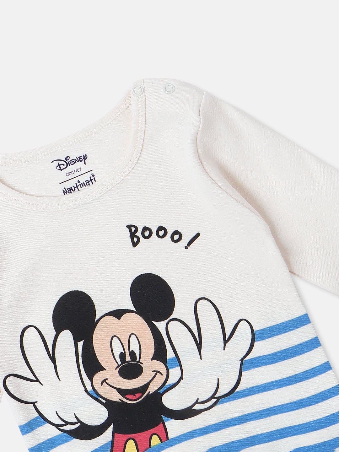 Nautinati Infants Soft Cotton Striped and Mickey Printed Bodysuit
