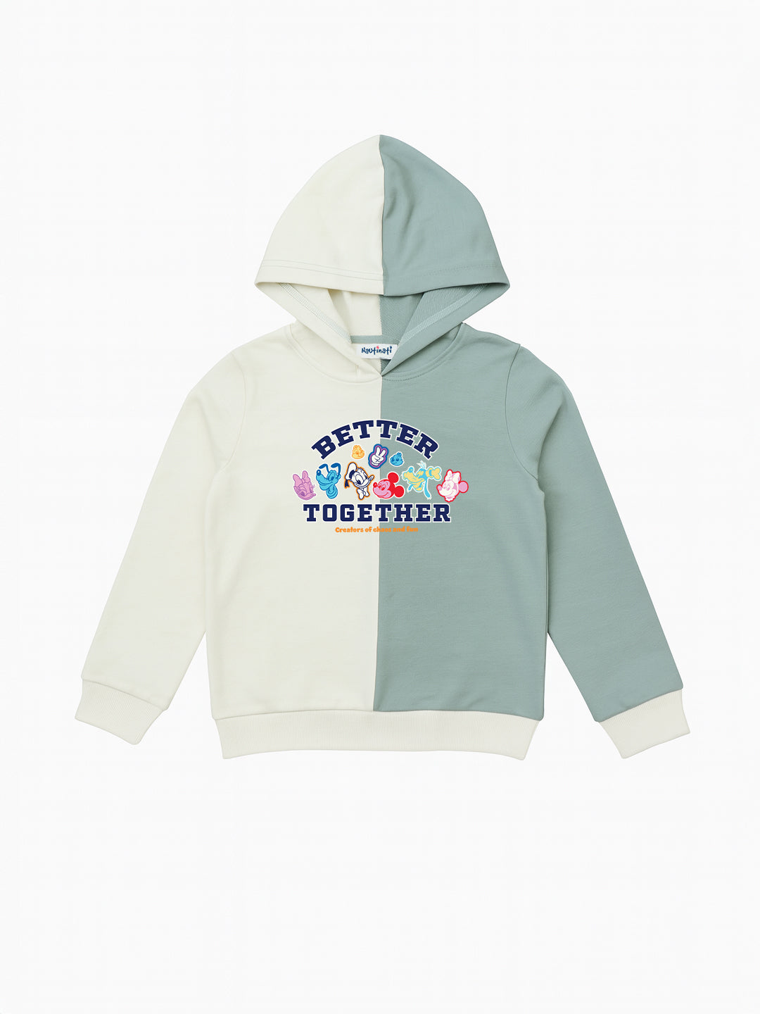 Nautinati White & Green Typography Sweatshirt Set for Boys