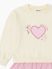 Nautinati Cream and Pink Minnie Mouse and Daisy Heart Print Sweatshirt for Girls