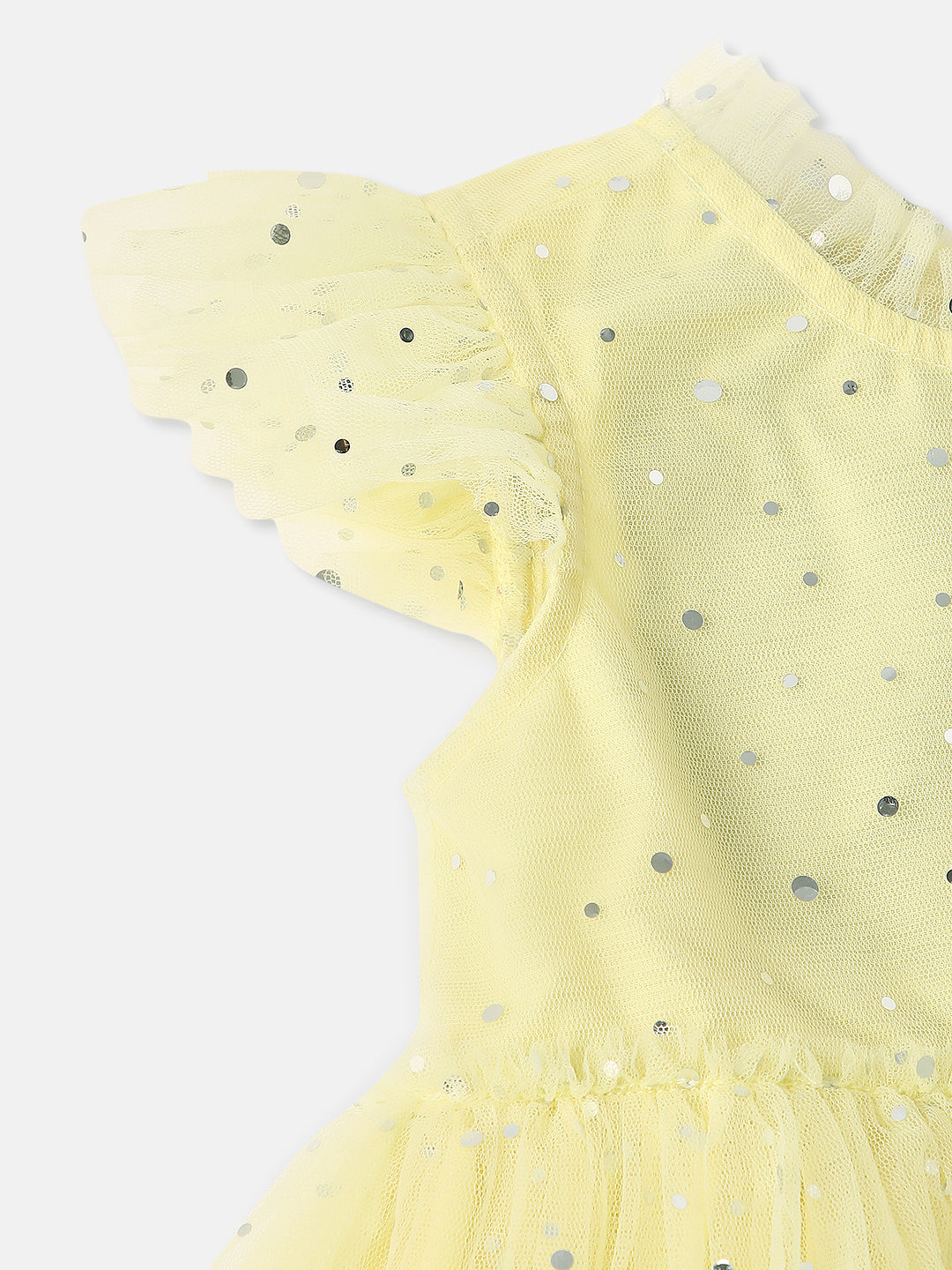 Nautinati Girls Shimmery Party Frock With Ruffle Sleeves