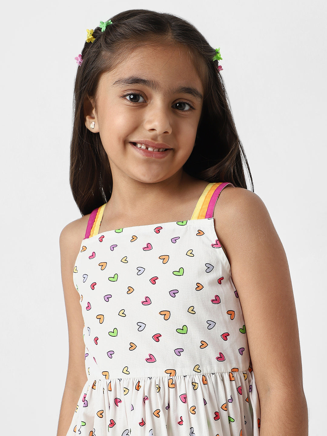 Nautinati Girls’ White Poplin Cotton Sleeveless Dress