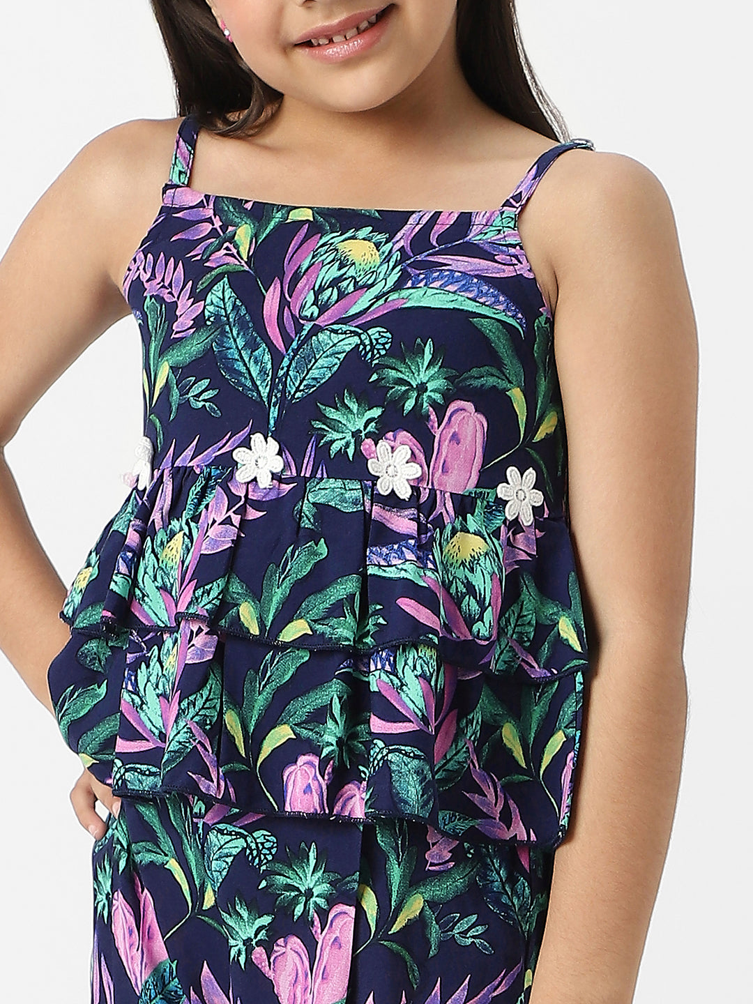 Nautinati Girls' Combo Set of Tiered Top and Bottoms