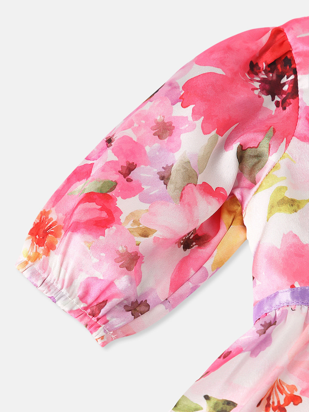 Nautinati Girls Floral Frock With Flower at Waistband