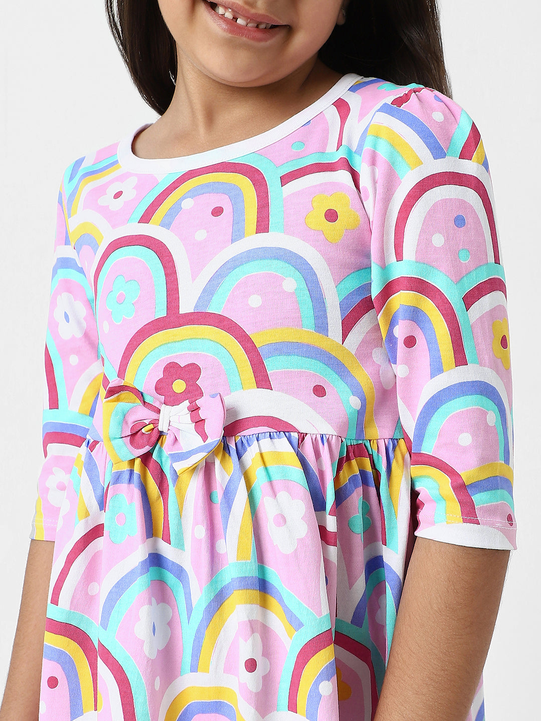 Nautinati Girls’ Cotton Rainbow Print Dress