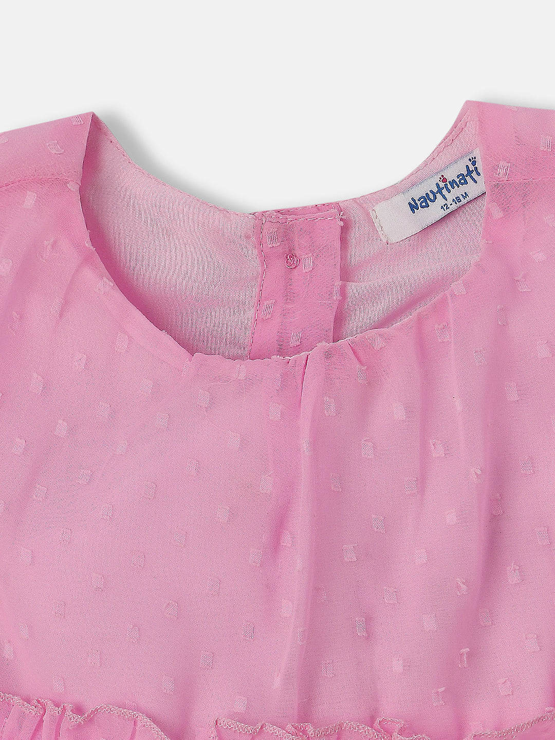 Nautinati Girls Swiss Dot Frock With Flutter Sleeves