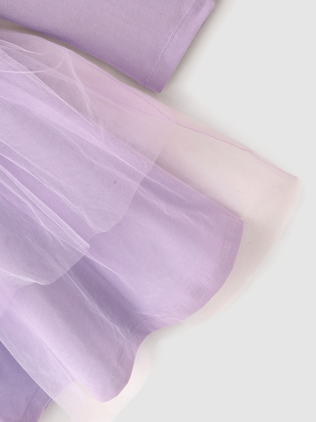 Nautinati Lavender Frozen Print Partywear Dress for Girls