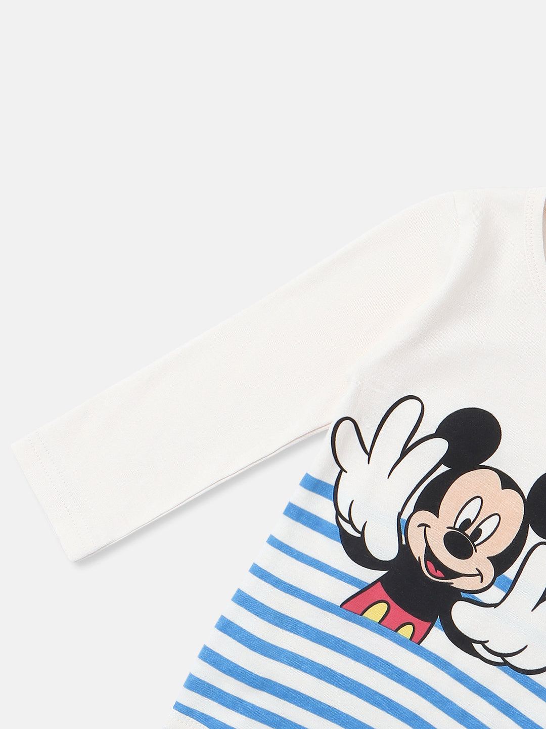 Nautinati Infants Soft Cotton Striped and Mickey Printed Bodysuit