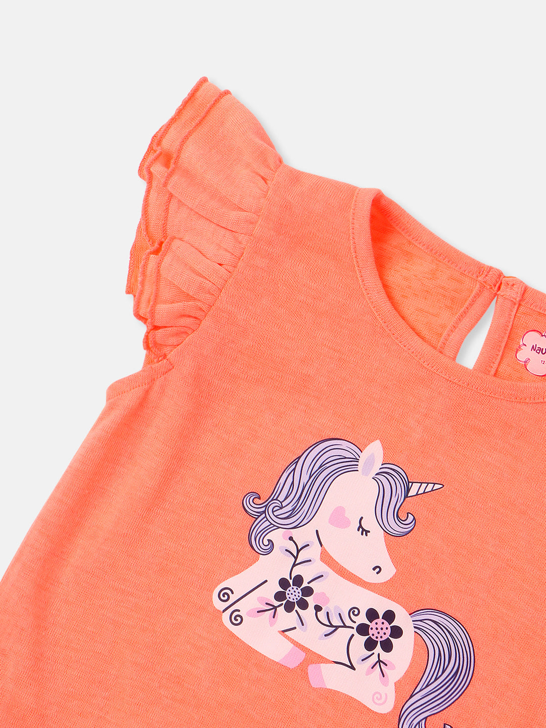 Nautinati Girls' Cotton Unicorn Print Top