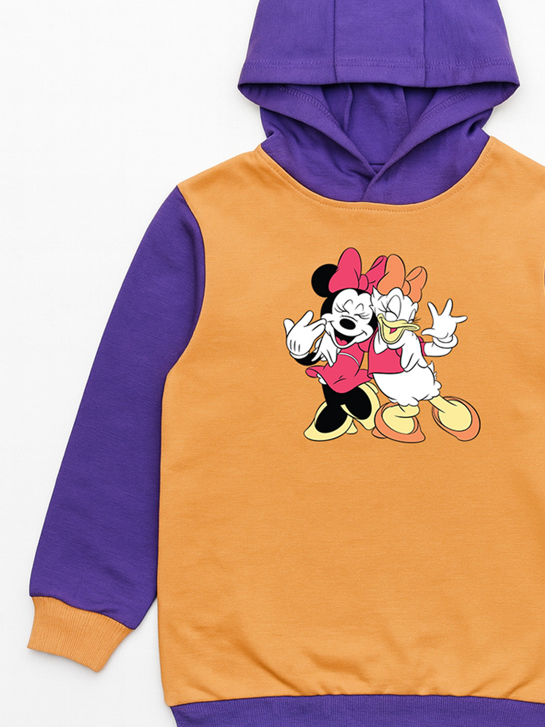 Nautinati Peach and Purple Minnie Mouse and Daisy Print Sweatshirt Dress for Girls