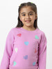 Nautinati Girls Heart Printed Round Neck Full Sleeves Sweatshirt With Frills