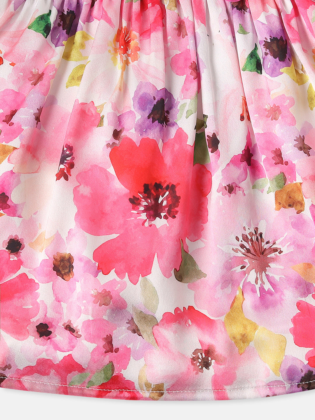 Nautinati Girls Floral Frock With Flower at Waistband