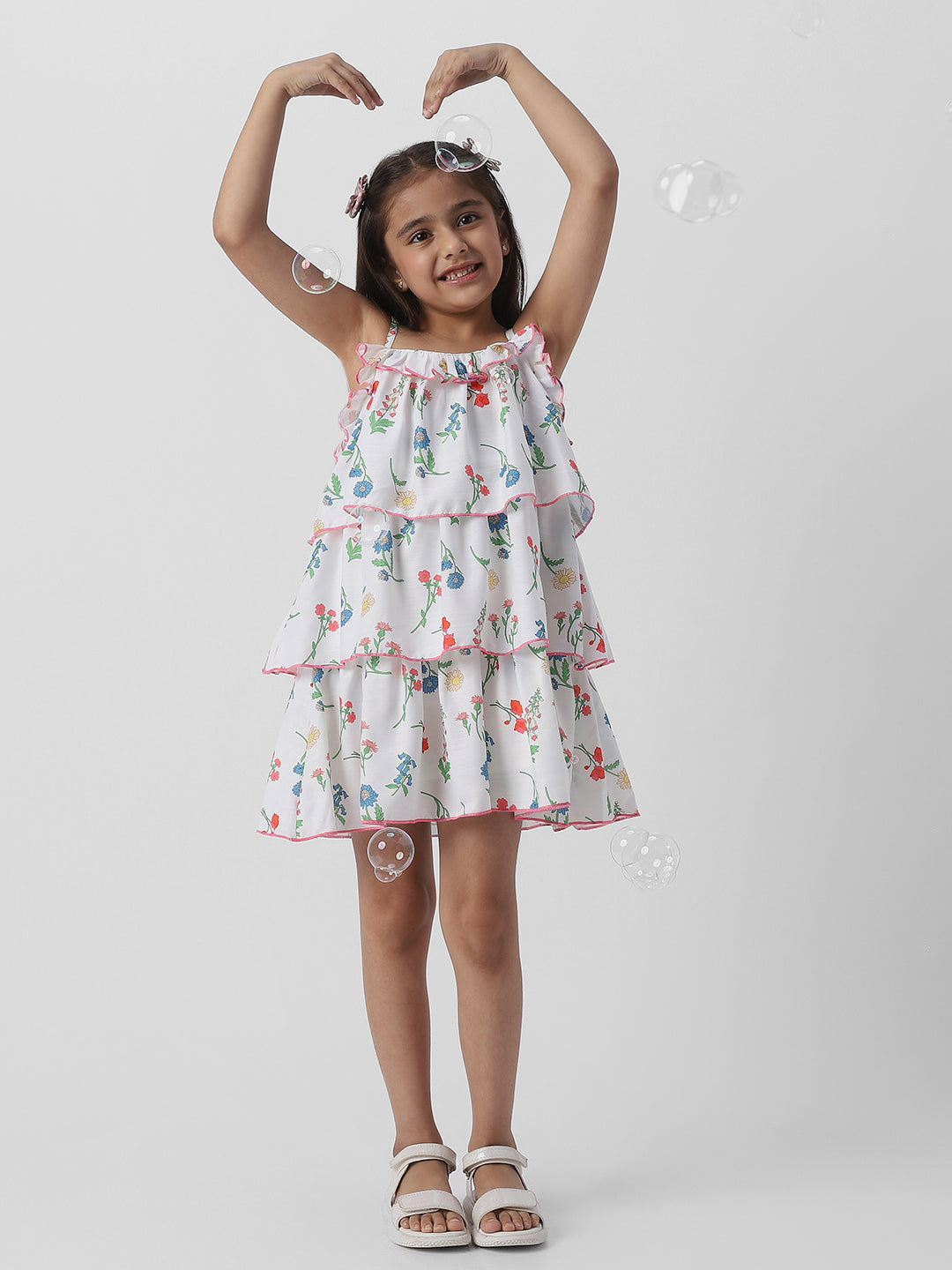 Nautinati Girls Floral AOP Tiered Frock