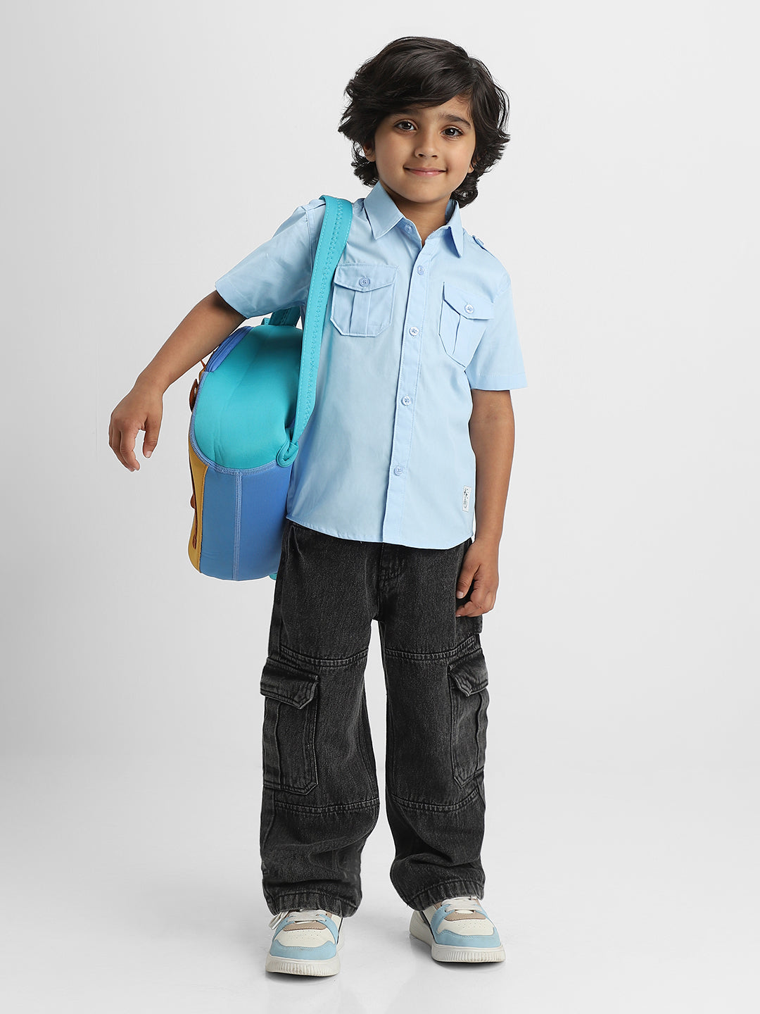 Nautinati Boys Cotton Shirt with 2 Front Pockets | Age 2 - 10 Years