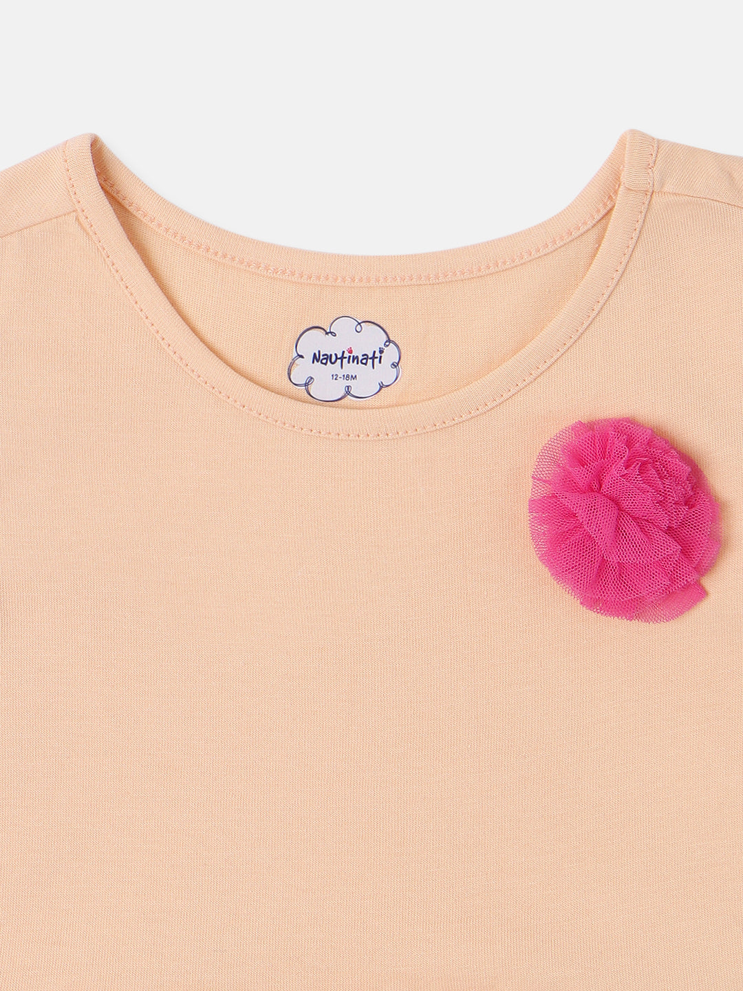 Nautinati Girls Cotton Striped Mesh Dress with Knitted Upper Bodice