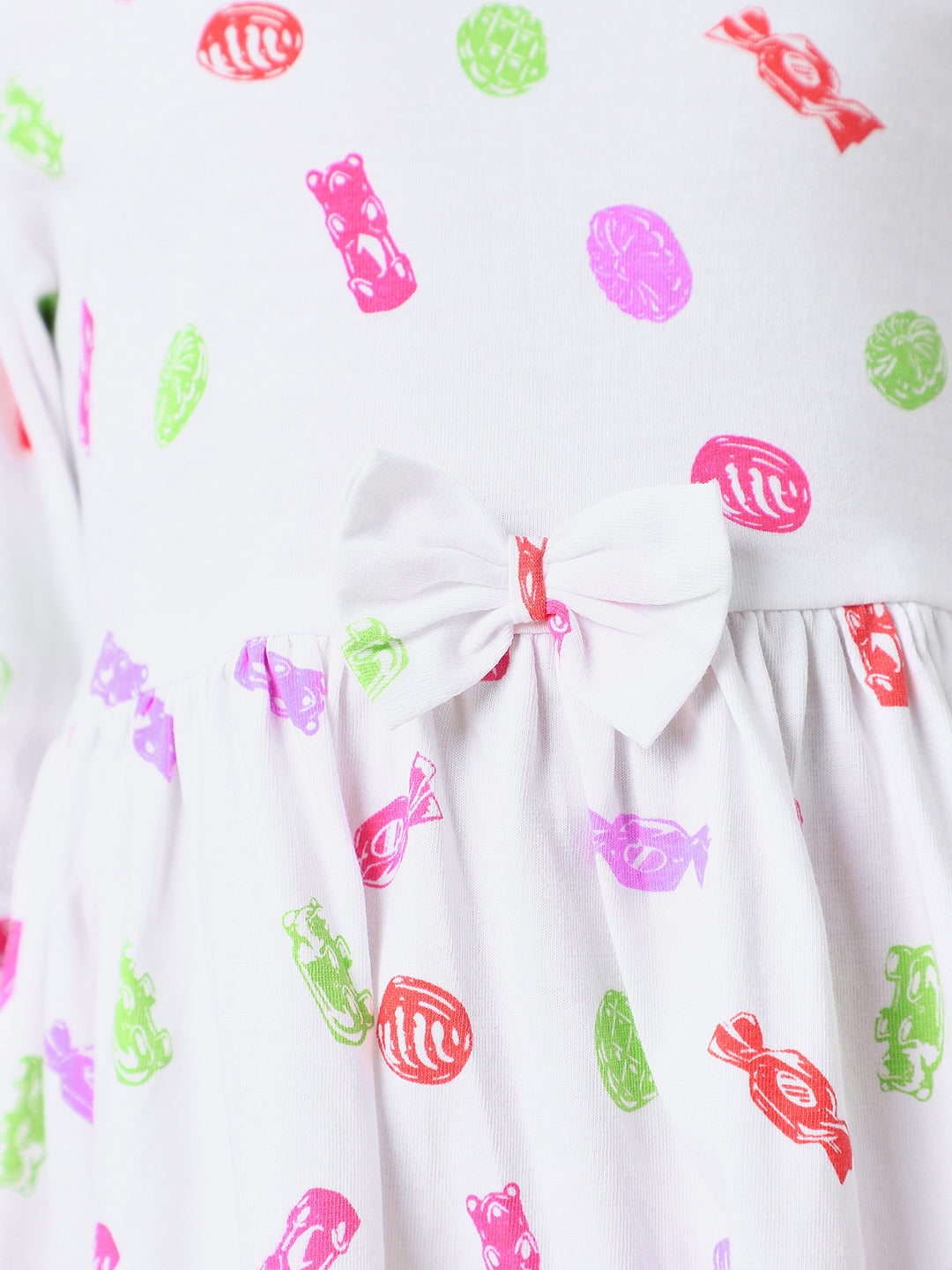 Nautinati Girls’ White Jersey Cotton Printed Dress
