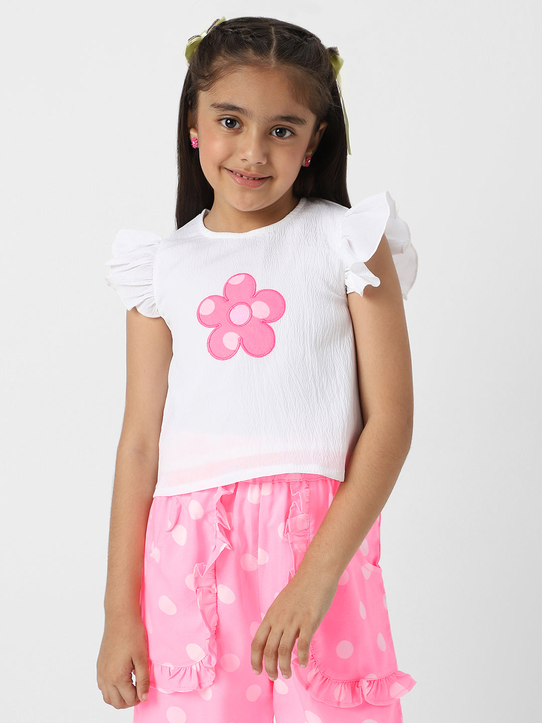 Nautinati Girls' Polka Print Combo Set of Top and Bottoms