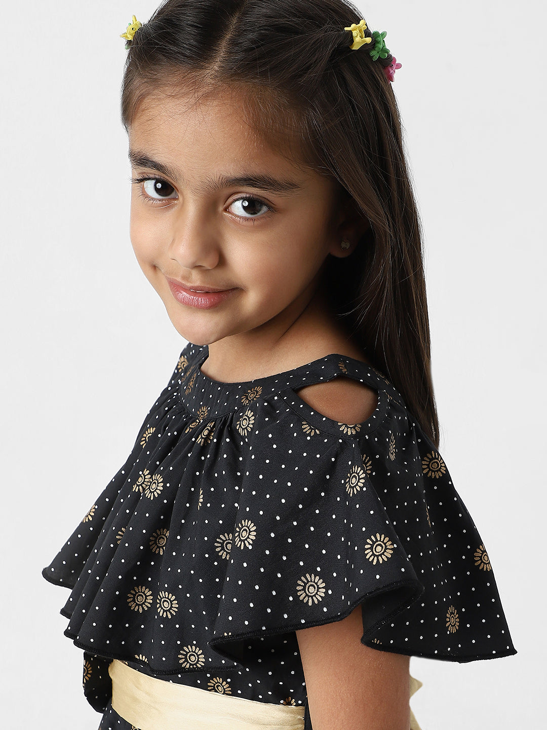 Nautinati Girls’ Printed Cotton Frock with Belt