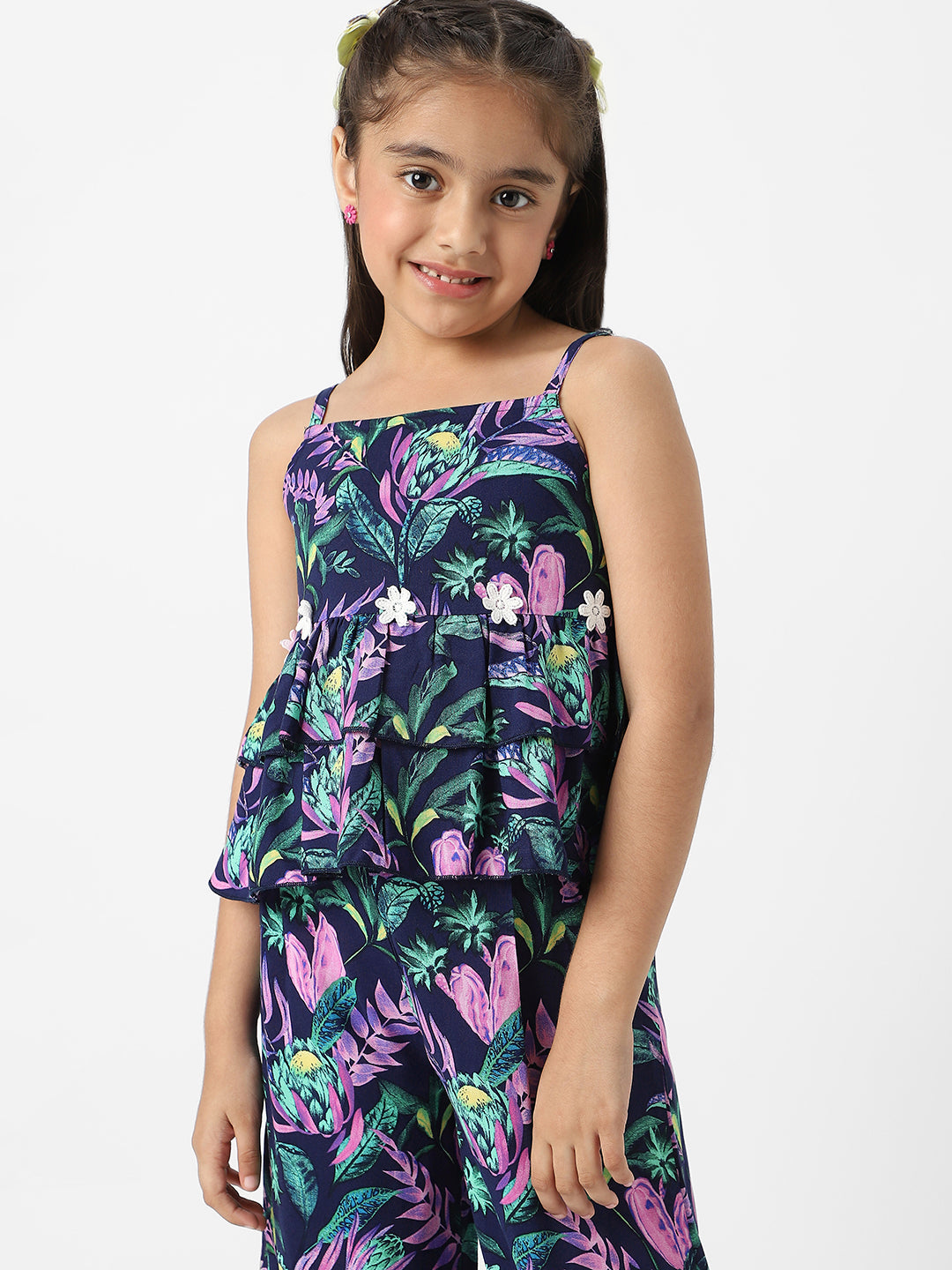 Nautinati Girls' Combo Set of Tiered Top and Bottoms