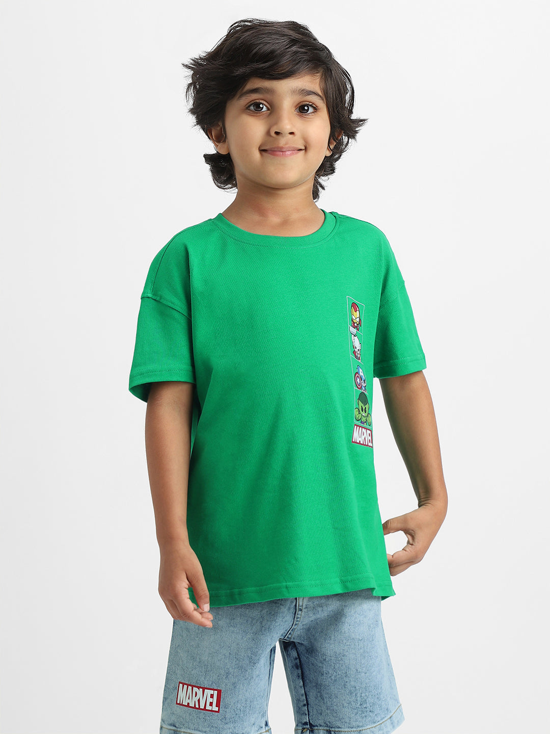 Nautinati Marvel T-shirt and Denim Shorts Set for Boys | Age 2 - 10 Years