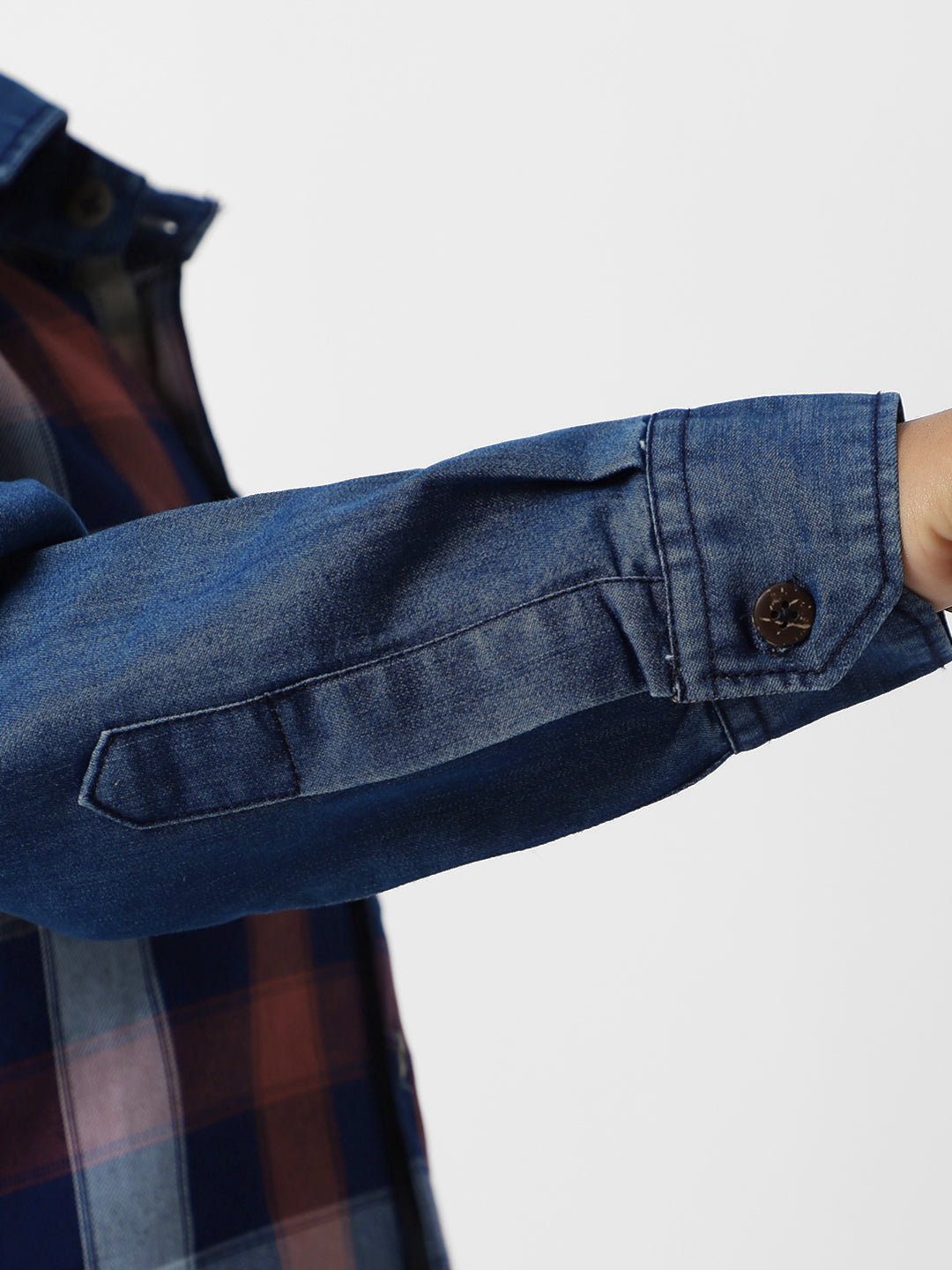 Nautinati Boys' Denim Plaid Shirt With Chest Pocket