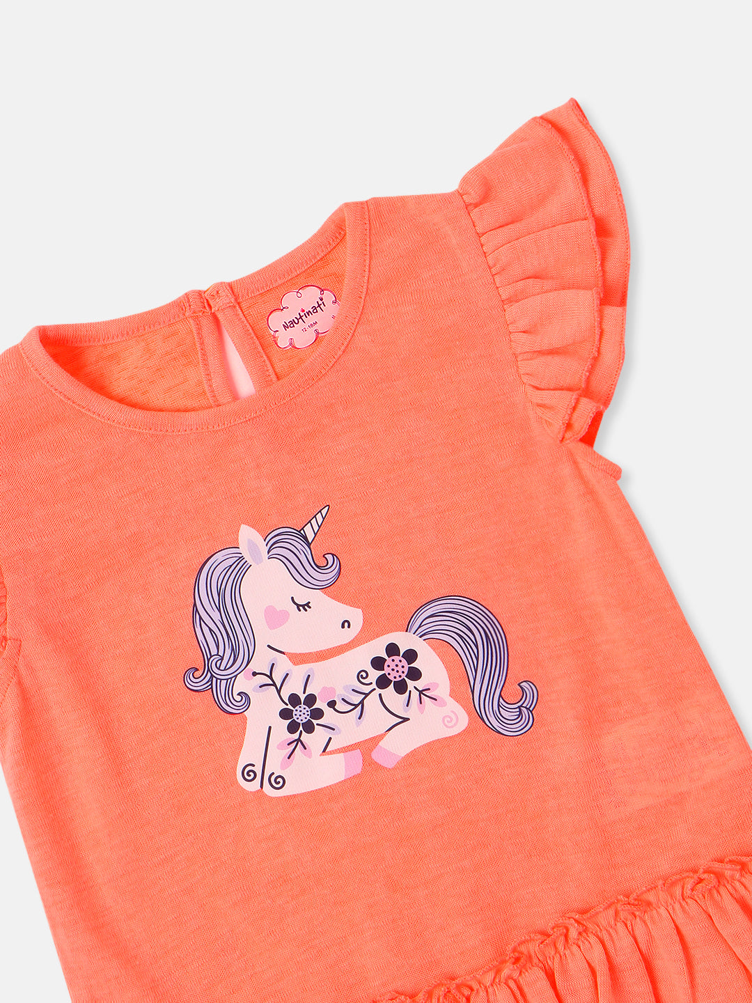Nautinati Girls' Cotton Unicorn Print Top