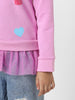 Nautinati Girls Heart Printed Round Neck Full Sleeves Sweatshirt With Frills