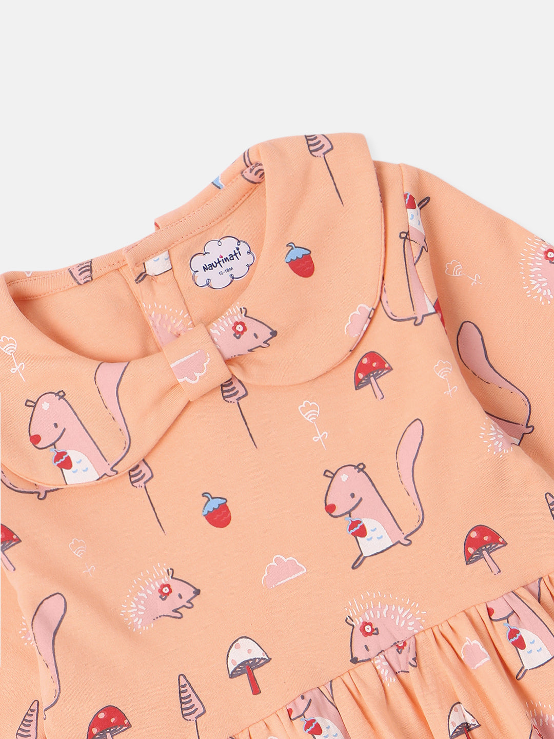 Nautinati Infants Cotton All Over Graphic Print Dress with Matching Headband