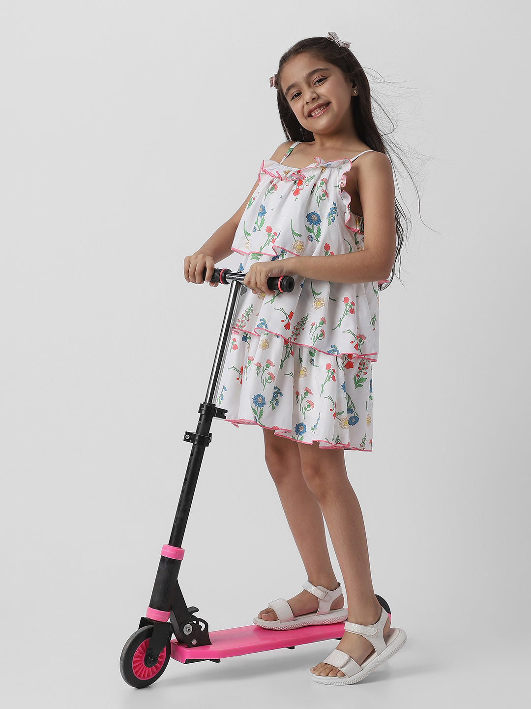 Nautinati Girls Floral AOP Tiered Frock