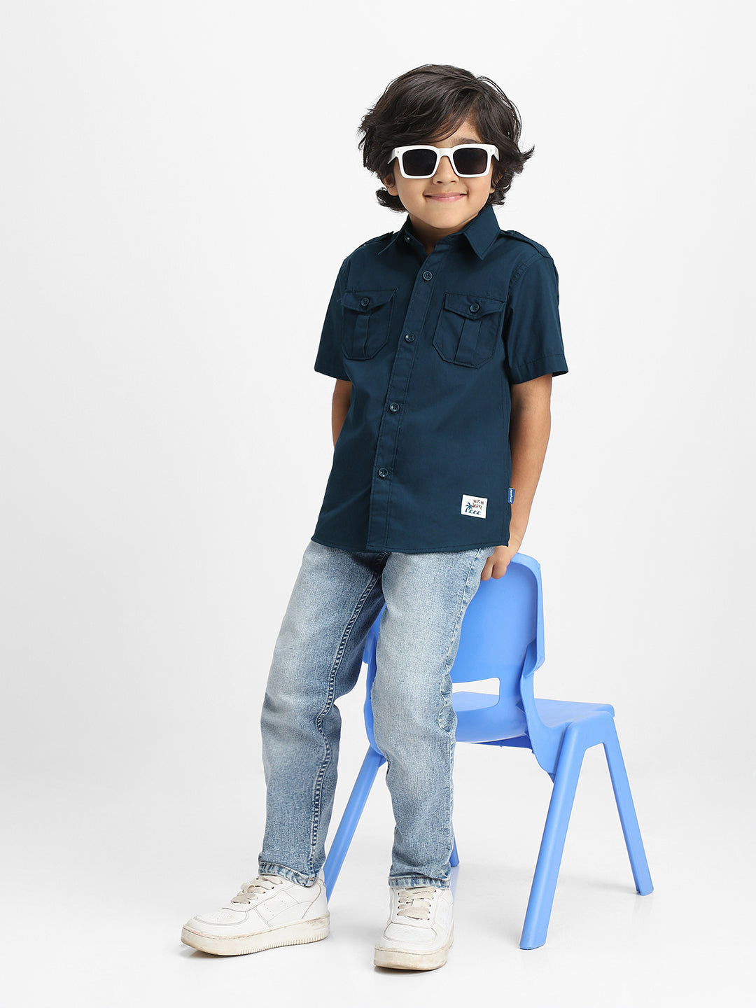 Nautinati Boys Cotton Shirt with 2 Front Pockets | Age 2 - 10 Years