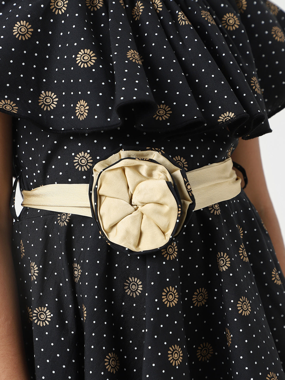 Nautinati Girls’ Printed Cotton Frock with Belt