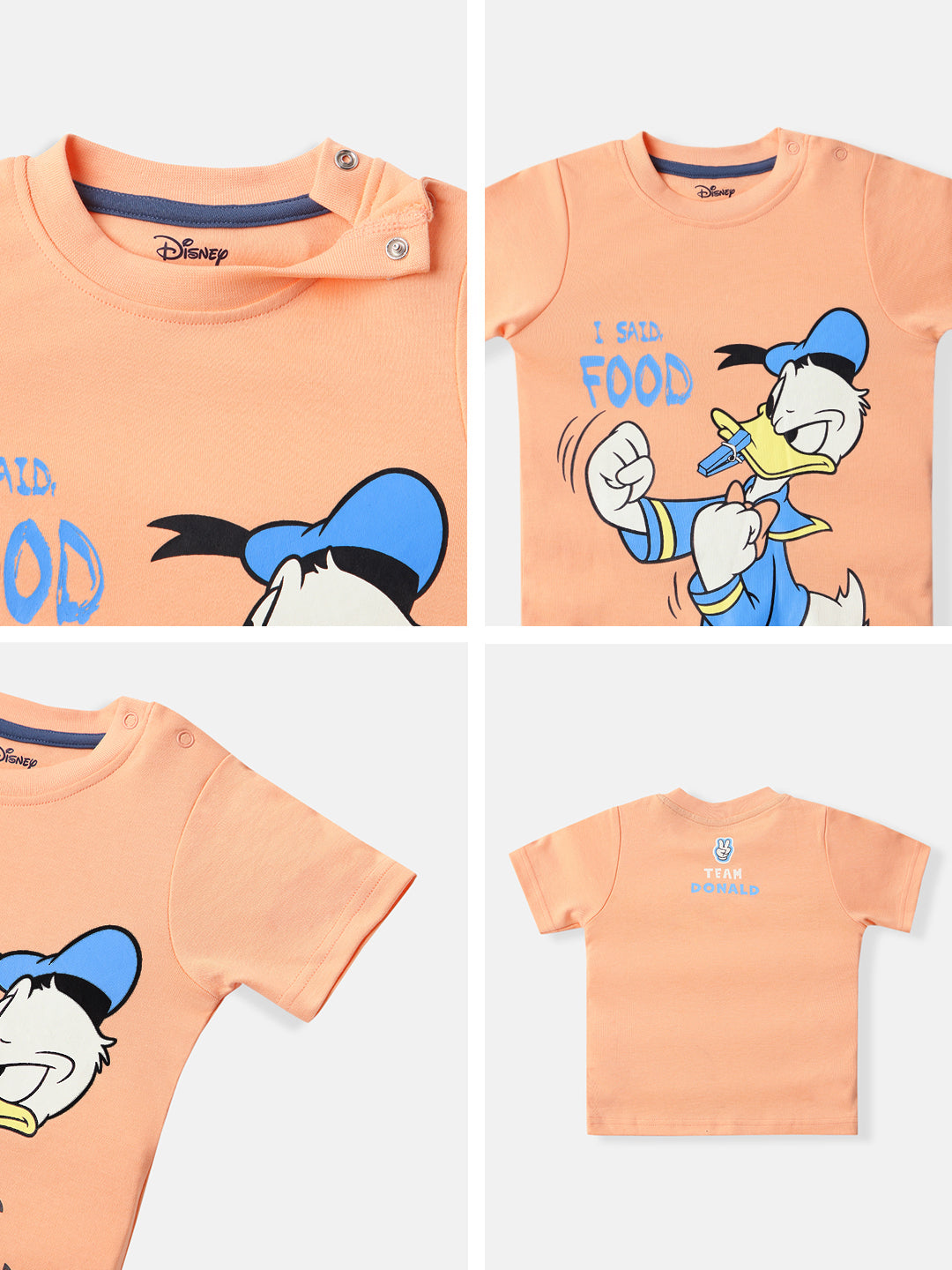 Nautinati Disney Donald Duck Baby Boys Pure Cotton Regular T Shirt (Orange, Pack of 1)