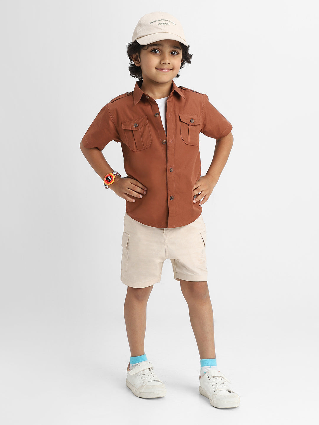 Nautinati Boys Cotton Shirt with 2 Front Pockets | Age 2 - 10 Years
