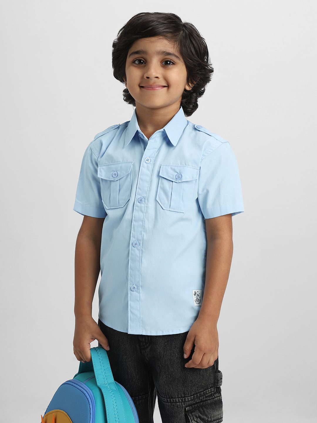 Nautinati Boys Cotton Shirt with 2 Front Pockets | Age 2 - 10 Years