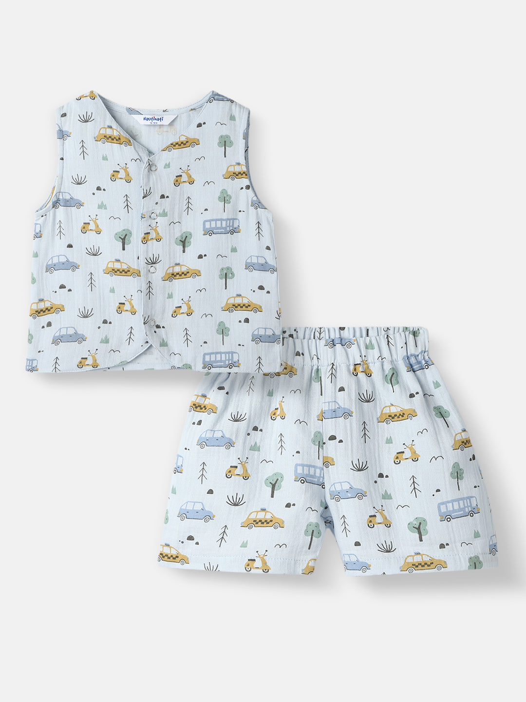 Nautinati Infant Boys' Patterened Muslin Cotton Clothing Set of Top and Pants