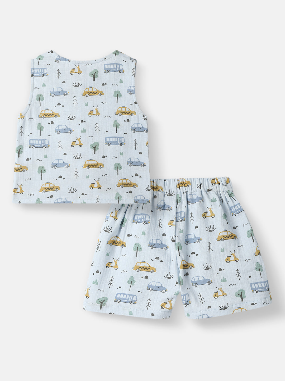 Nautinati Infant Boys' Patterened Muslin Cotton Clothing Set of Top and Pants