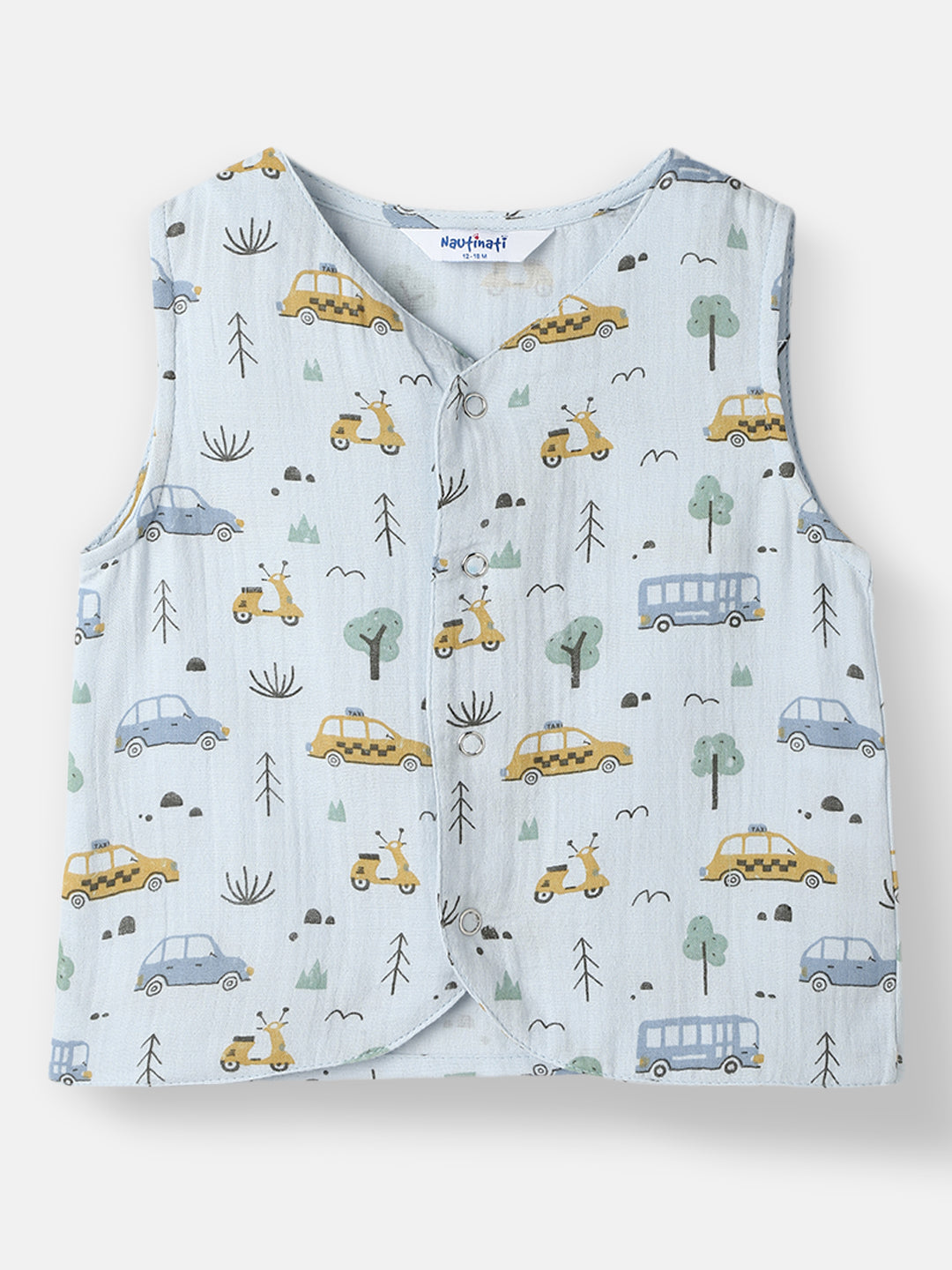 Nautinati Infant Boys' Patterened Muslin Cotton Clothing Set of Top and Pants