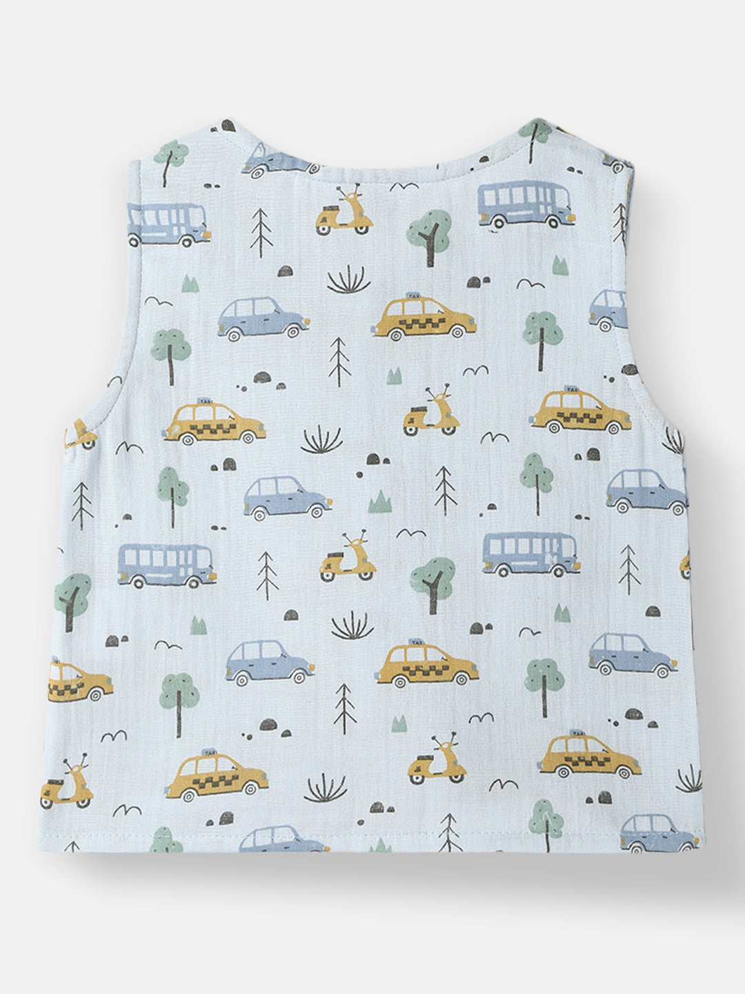 Nautinati Infant Boys' Patterened Muslin Cotton Clothing Set of Top and Pants