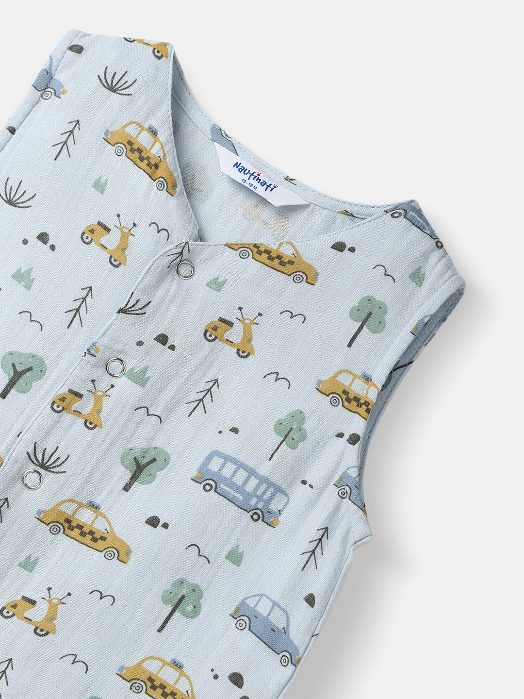 Nautinati Infant Boys' Patterened Muslin Cotton Clothing Set of Top and Pants