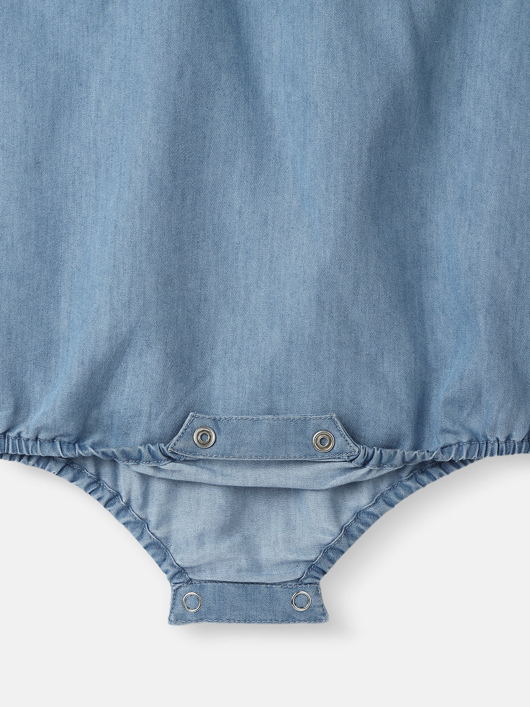 Nautinati Girls' Denim Cotton Rainbow Embroidered Bodysuit