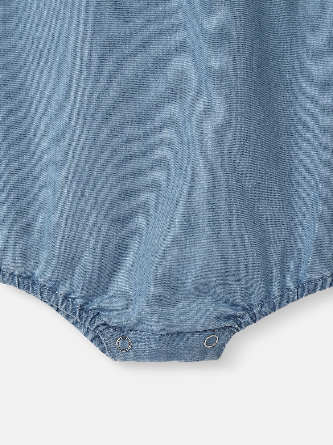 Nautinati Girls' Denim Cotton Rainbow Embroidered Bodysuit