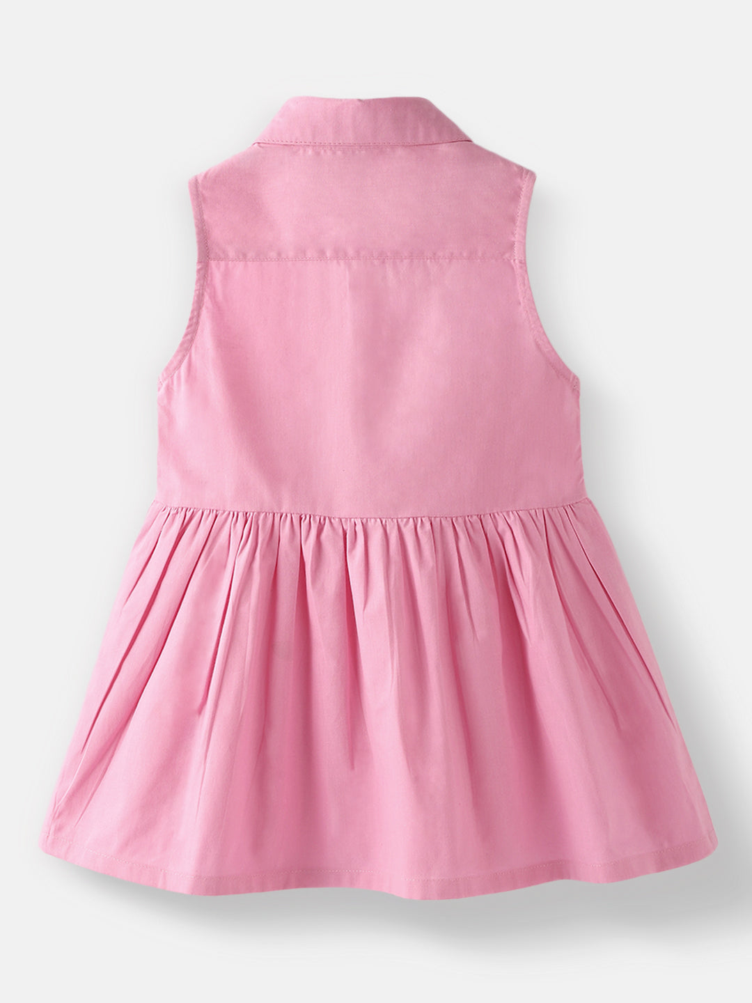 Nautinati Girls' Cotton Minnie Embroidery Collared Shirt Dress