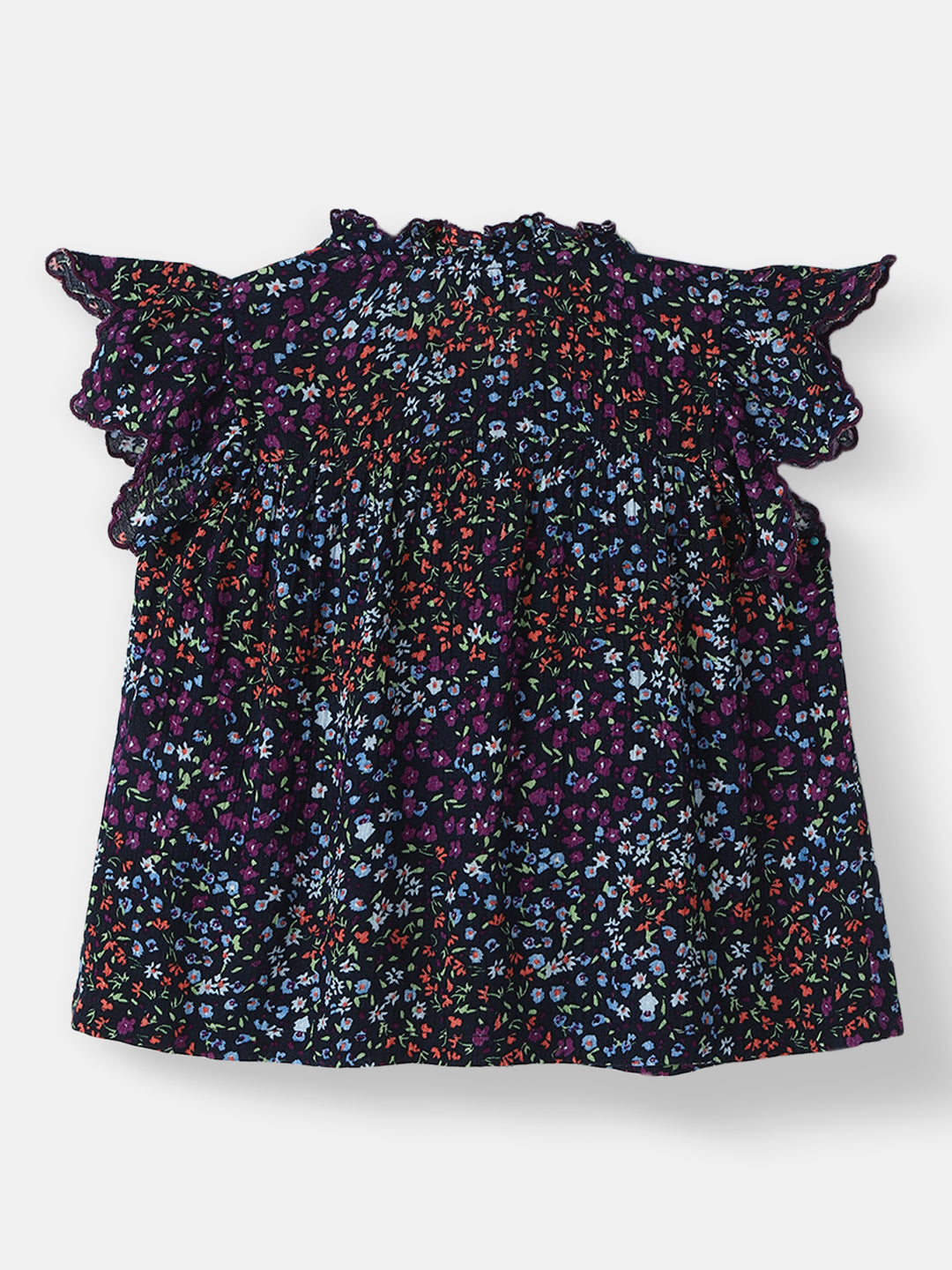Nautinati Girls' Floral Print Round-neck Top and Shorts Set