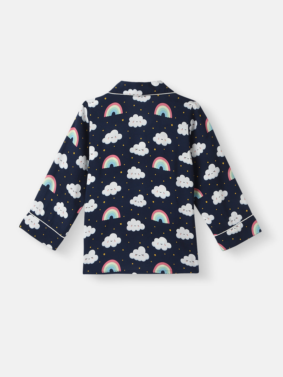Nautinati Boys' Clouds and Rainbow Print Chest Pocket Shirt and Pyjama Set